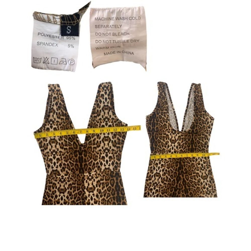 Bundle of 2‎ Animal Print. Mini Dress Size 10 & Leopard print Jumpsuit Small - Picture 9 of 13